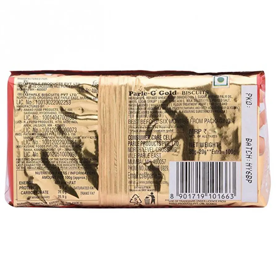 Parle G Gold Biscuits 75G