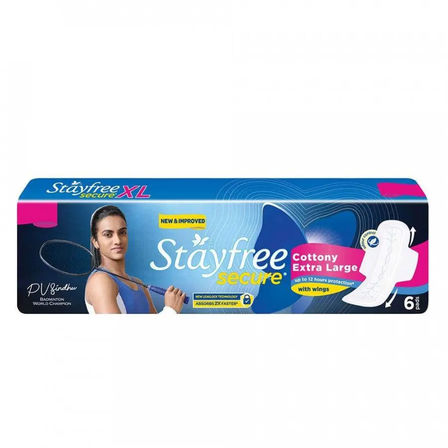 Stayfree Secure Dry Sanitary Pads Xl Wings 6'S