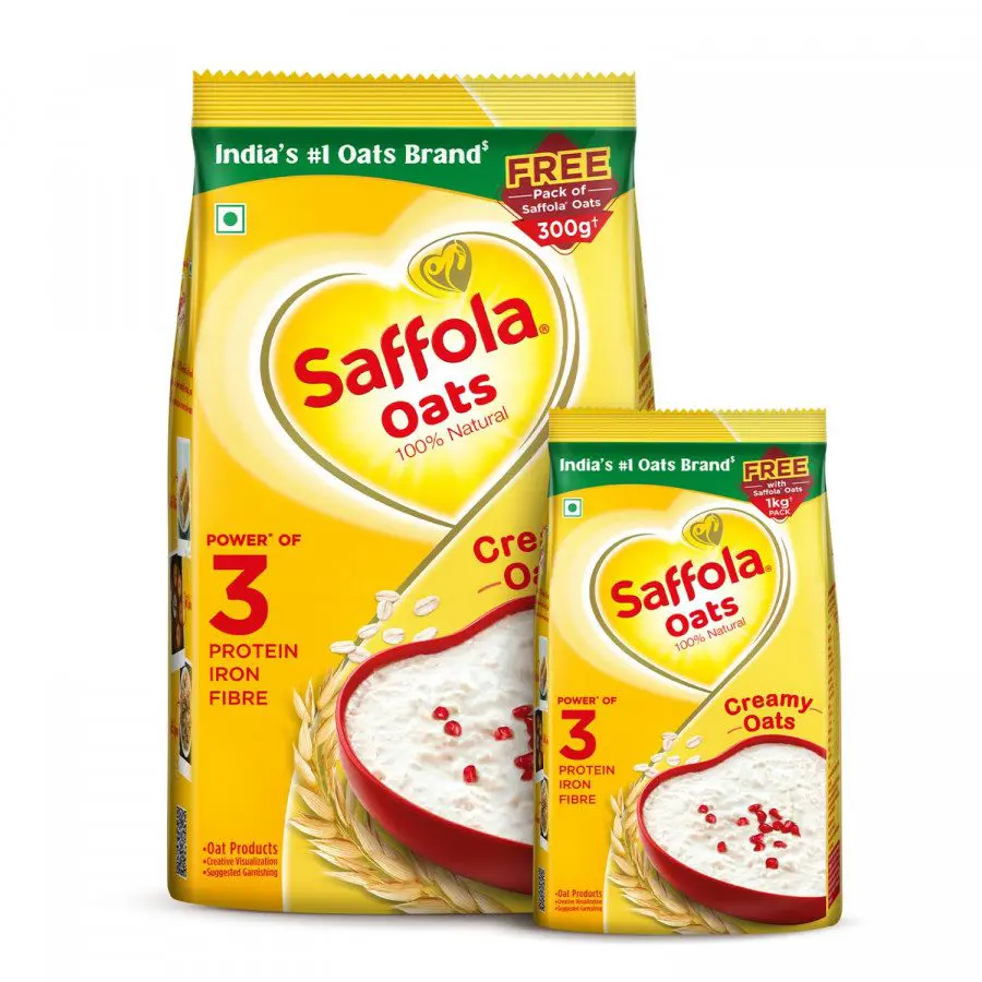 Saffola Oats 100 Natural Creamy 1kg + 400g Free