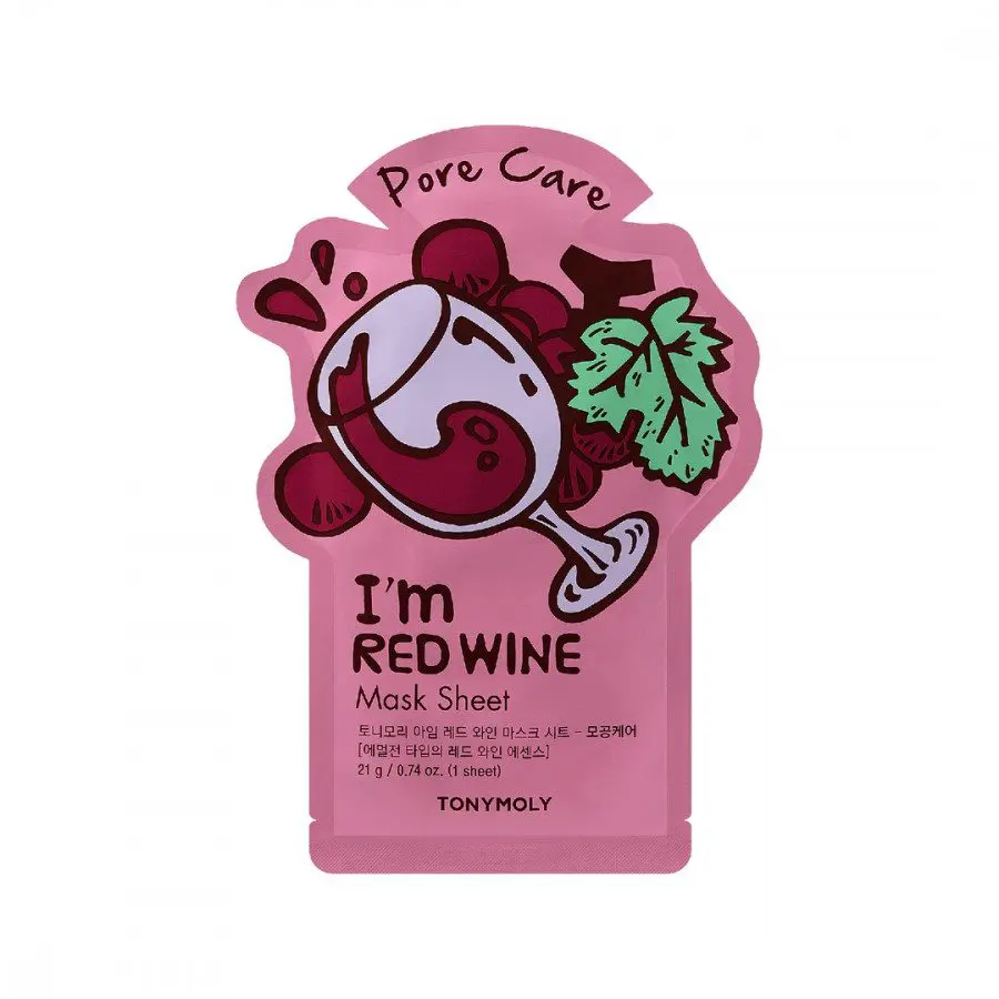 Tony Moly I'm Red Wine Mask Sheet Pore Care Mascarilla Facial Poros: 21 Grs