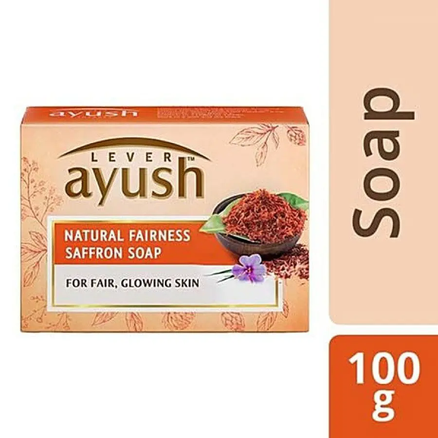 Lever Ayush Natural Fairness Saffron Soap  For Fair  Glowing Skin  100 G