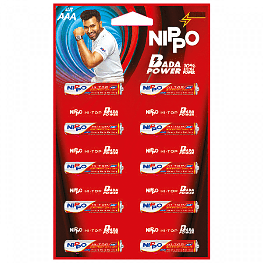 Nippo Zinc Carbon Battery - Hi-Top  AAA  1.5 V  Blister Pack  10 Pcs