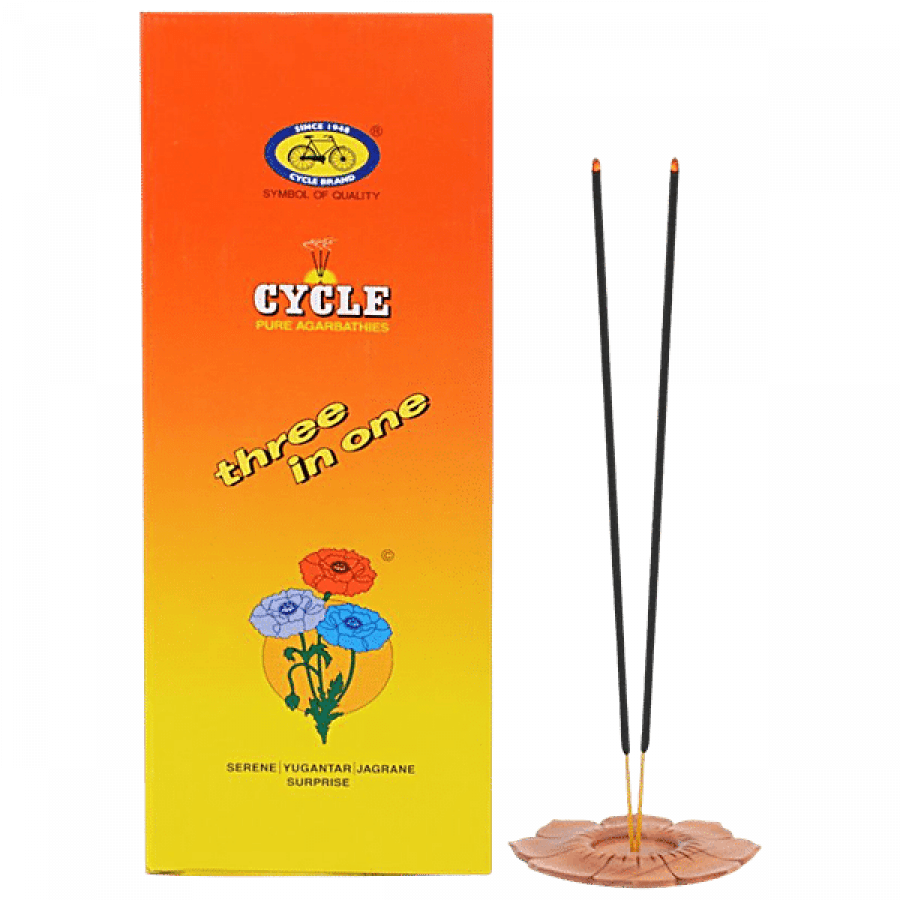 Cycle Three In One Agarbatti - 3 Signature Fragrances -Lily, Floral, Woody, 40 G Carton