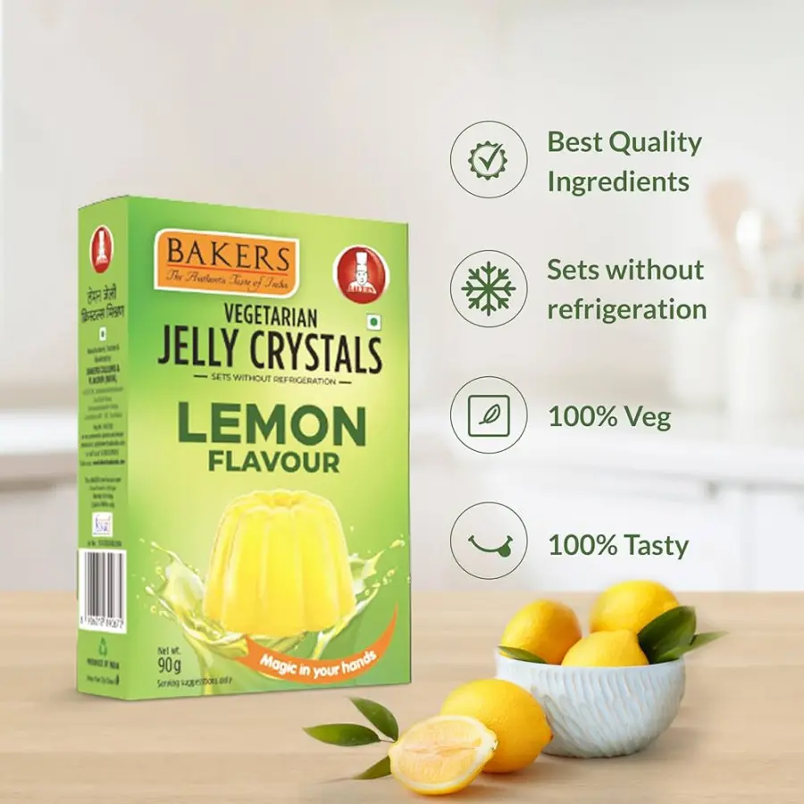 Bakers Vegetarian Jelly Crystals Lemon Flavour 90g