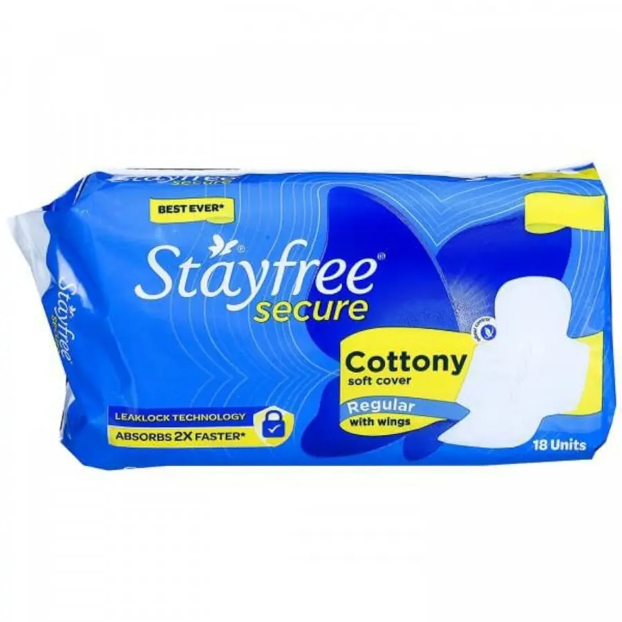 Stayfree Secure Cottony Soft Cover Regular With Wings18 units