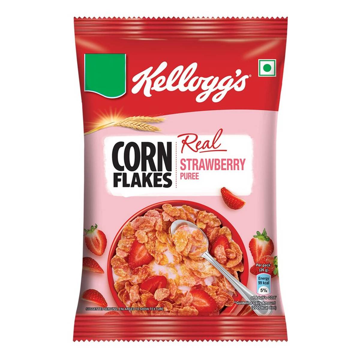 Kelloggs Corn Flakes With Real Strawberry Puree  26gm