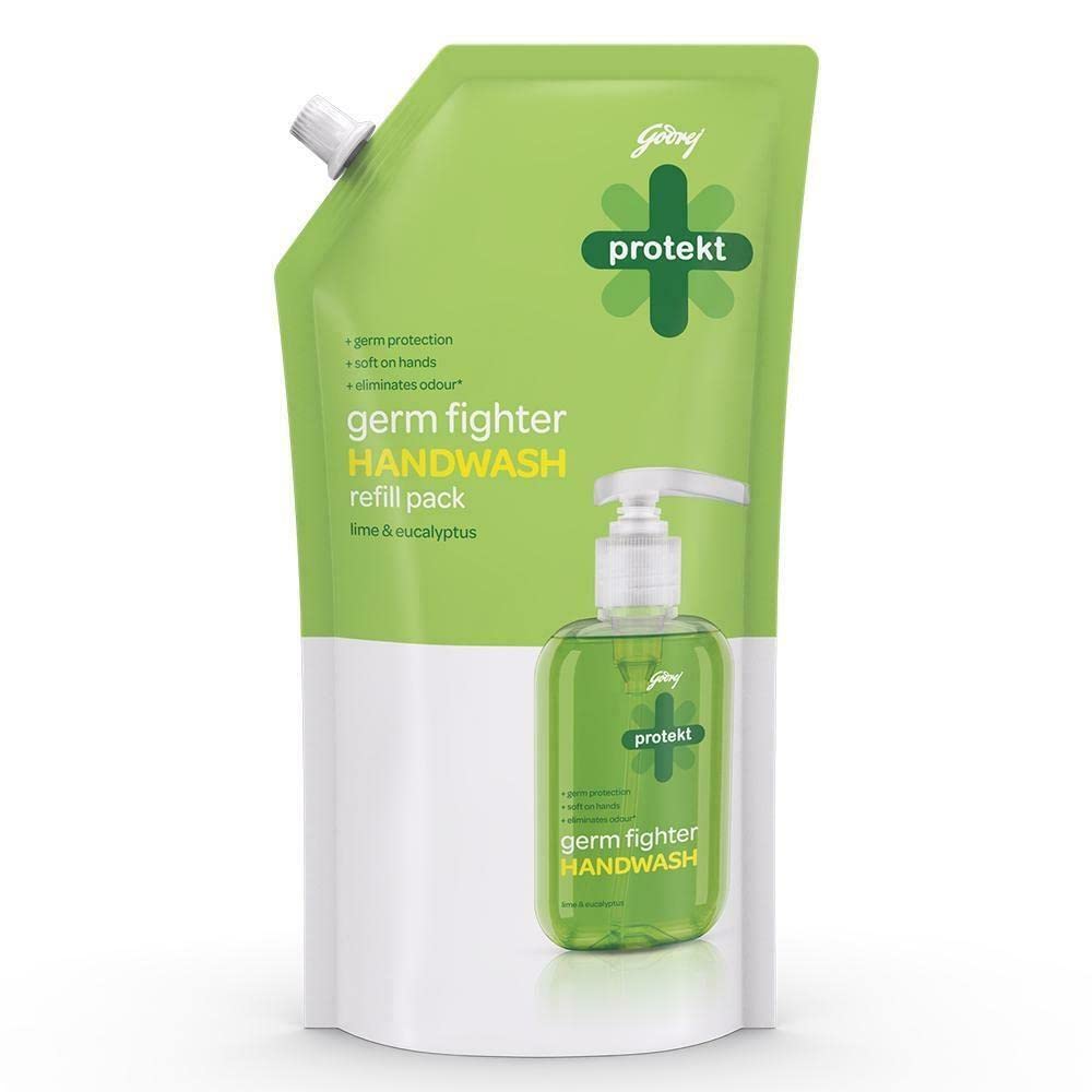 Godrej Protekt Germ Fighter Handwash Refill Pack - Lime & Eucalyptus  725 Ml