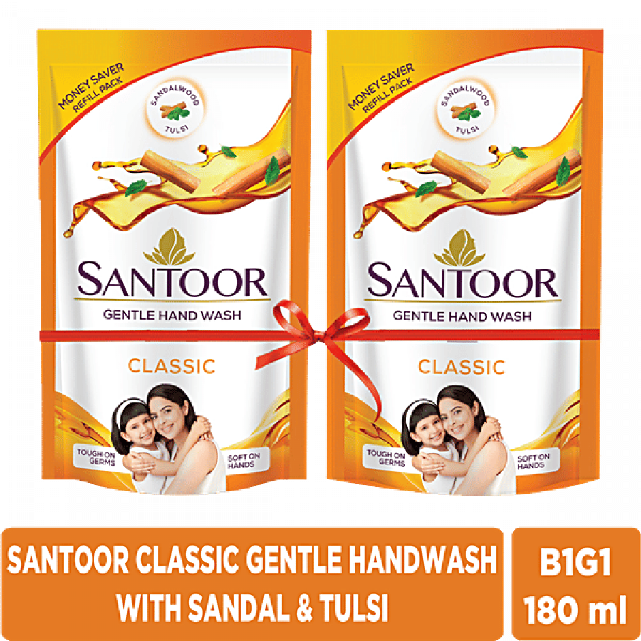 Santoor Classic Hand Wash - Sandalwood & Tulsi  180 Ml
