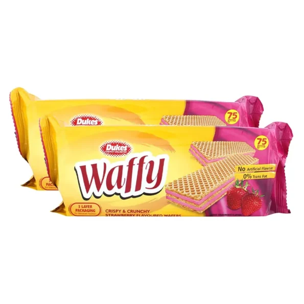 Dukes Waffy Strawberry Flavoured Creamy & Crunchy Wafers, 75g
